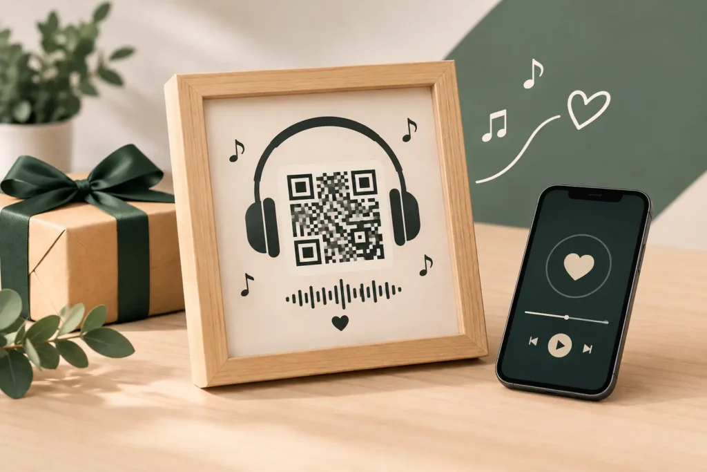 QR музикална рамка за подарък с лично послание